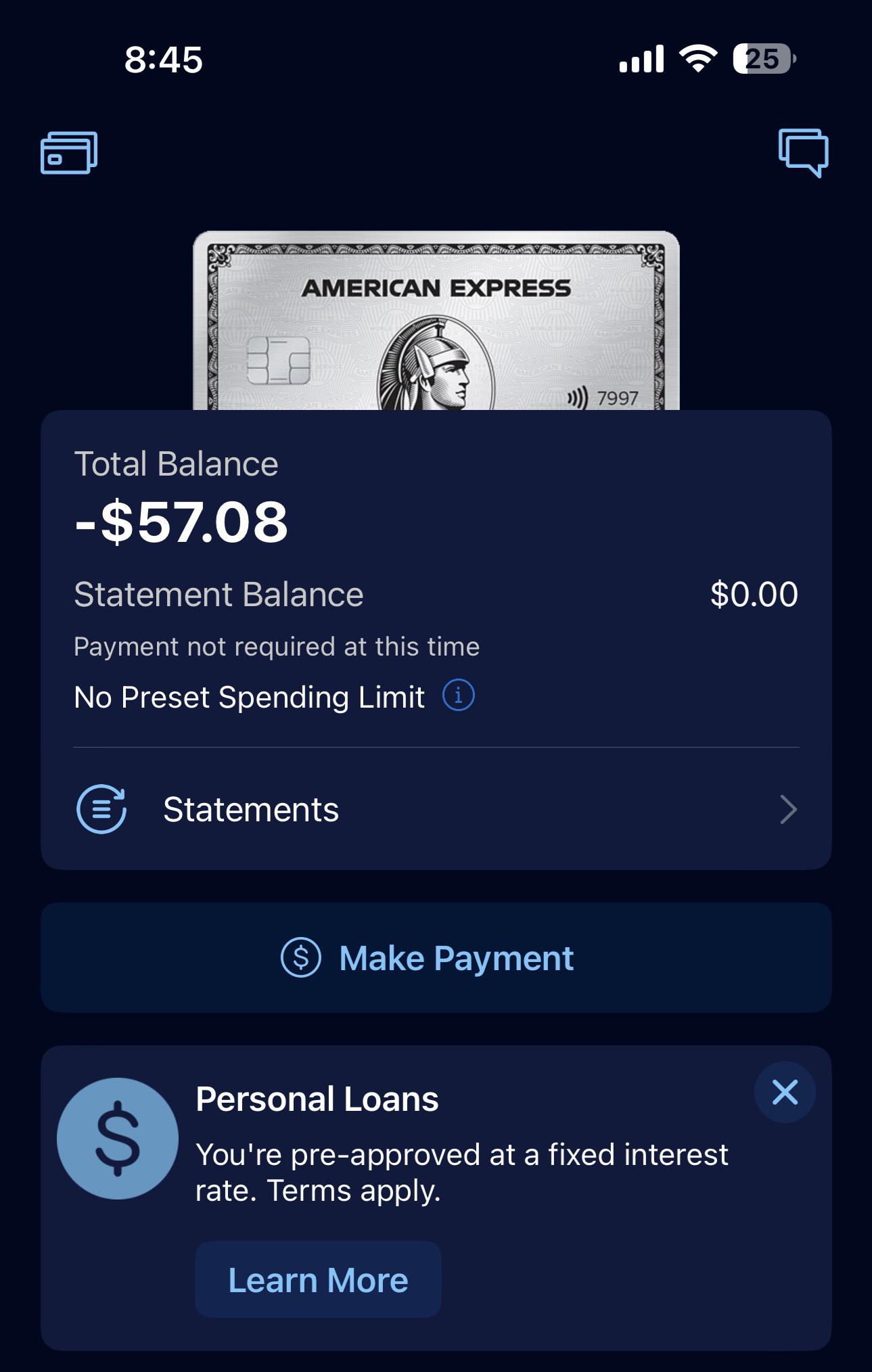 Amex Loan Account	Navigational